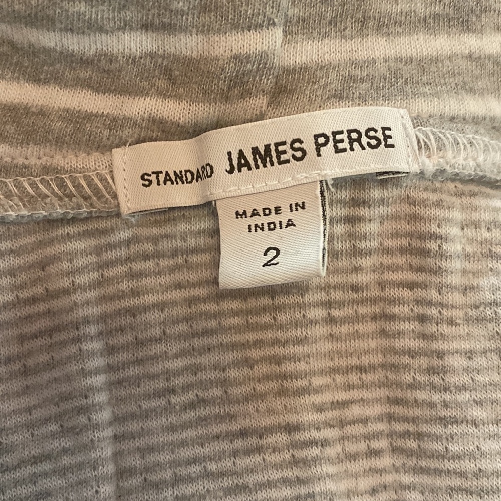 James Perse Standard striped gray white raglan sleeve hooded M cotton sweatshirt - Picture 12 of 15